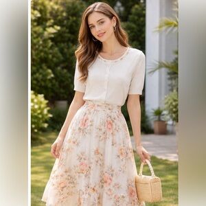 Cream Cardigan with Pearl Detailing